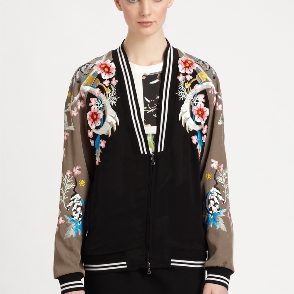 3.1 Phillip Lim Embroidered Silk Bomber